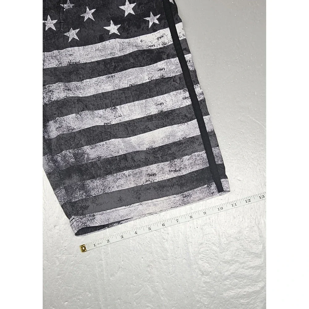 Affliction Boardshorts Mens 33‎ Black American Flag Grunge Punk Y2k Swim Trunks